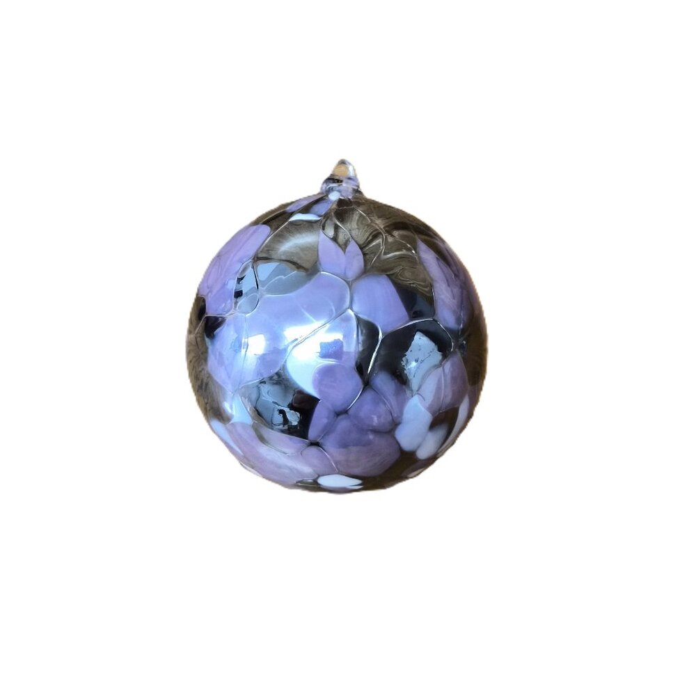 VTG Zorza Mouthblown Glass Ornament – Purple Iridescent 4" Poland Y2K Christmas